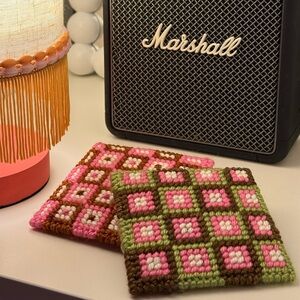 Handmade Retro Style Coasters - Set of 2